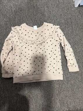 H&M Cream Ruffle Heart Print Sweatshirt